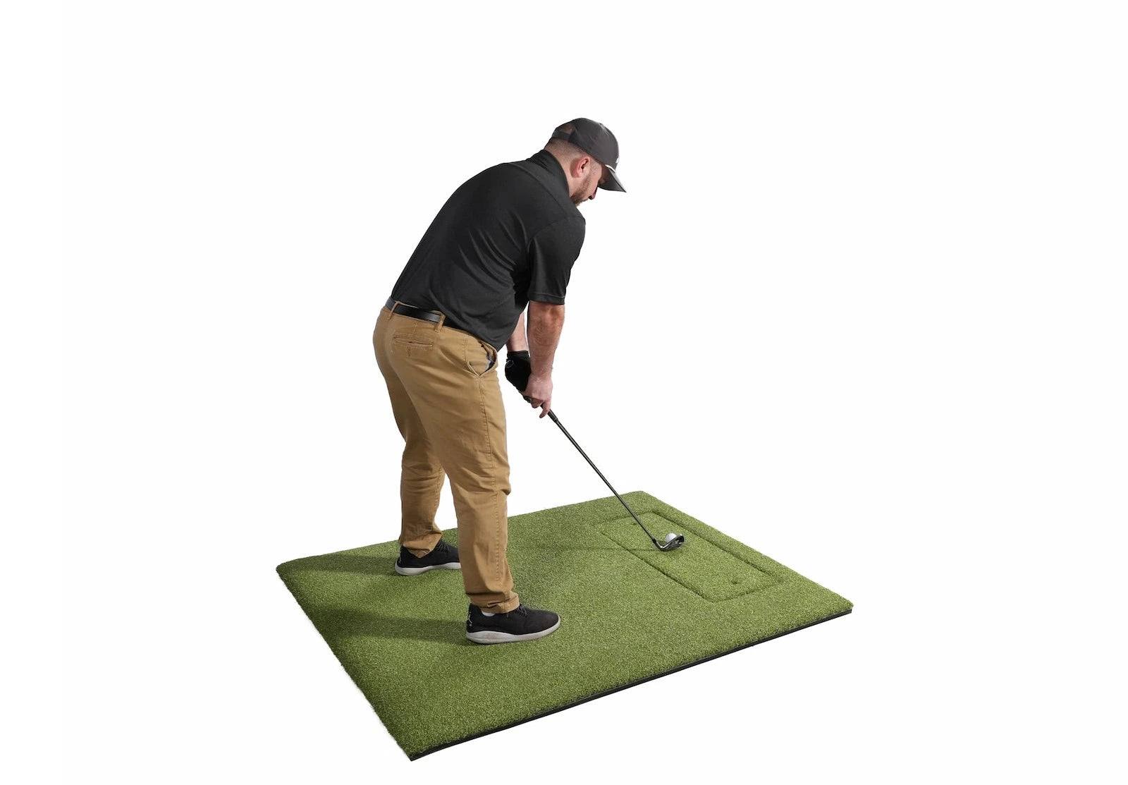 Carl's HotShot 4x5 golf simulator hitting mat for compact simulator setup