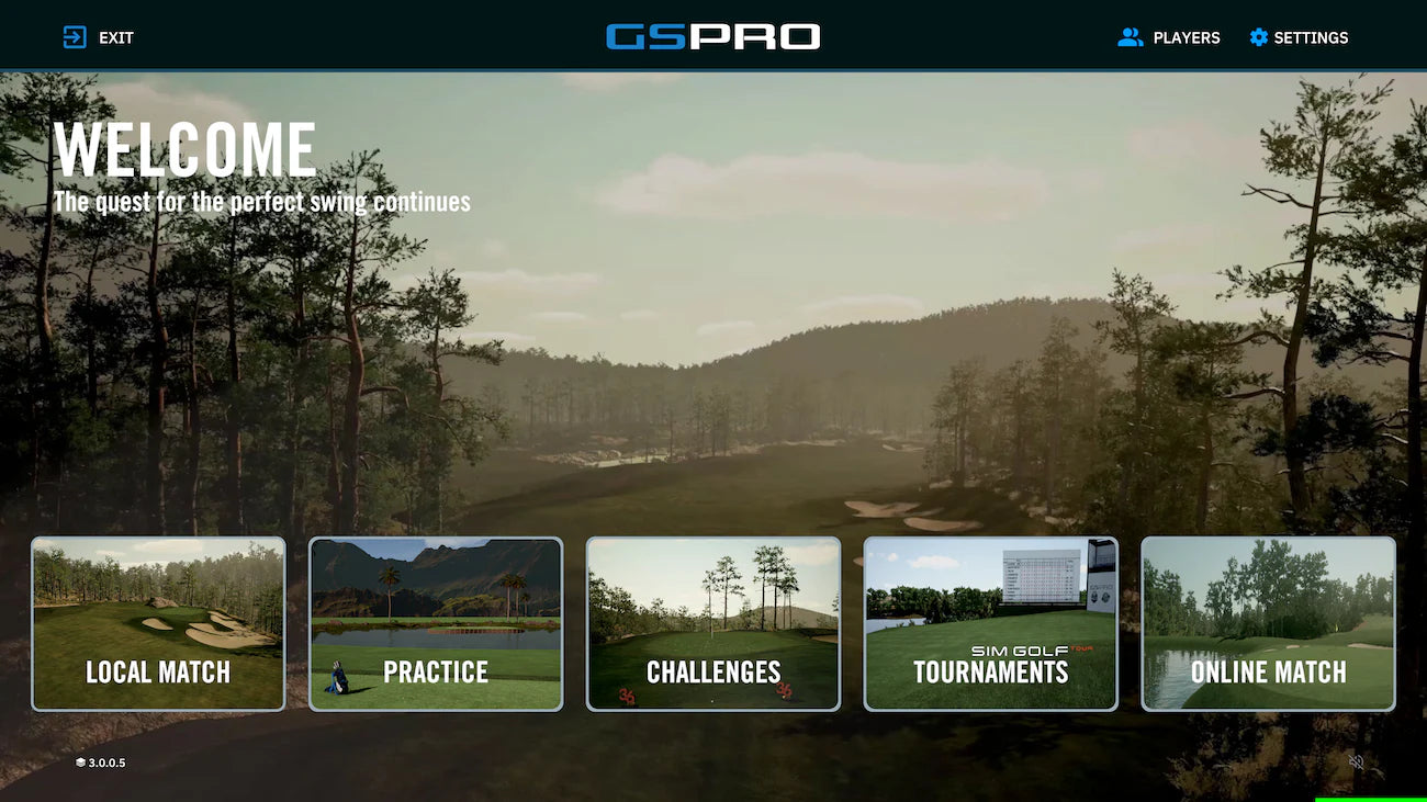 GSPro Golf Simulator Software home screen