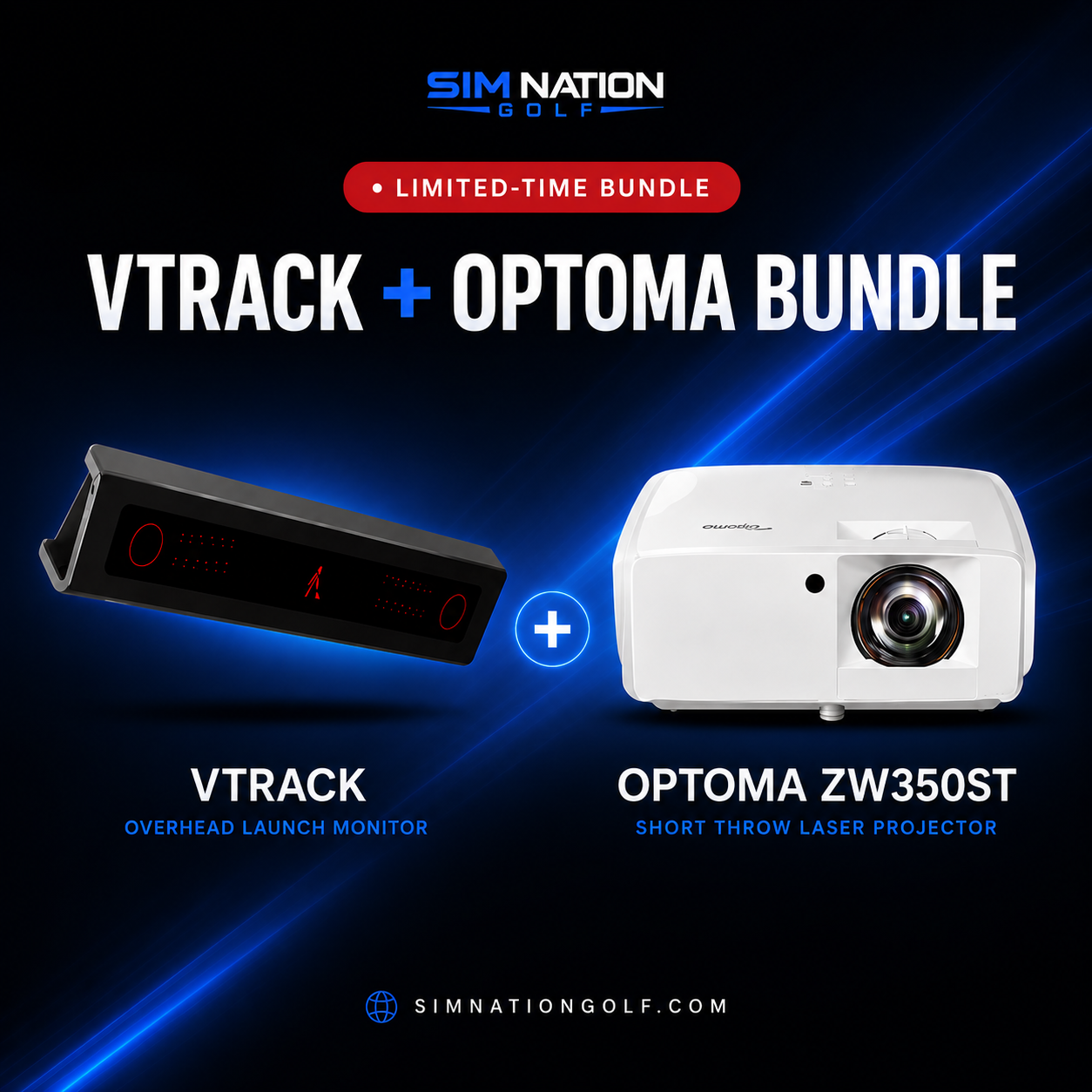VTrack Launch Monitor + Optoma ZW350ST Package